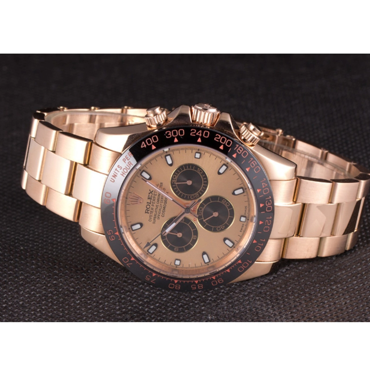 Aaa replica Gold Dial Rose Tachymeter Strap Daytona Rolex Plated Gold Rose Ion 80244 0629